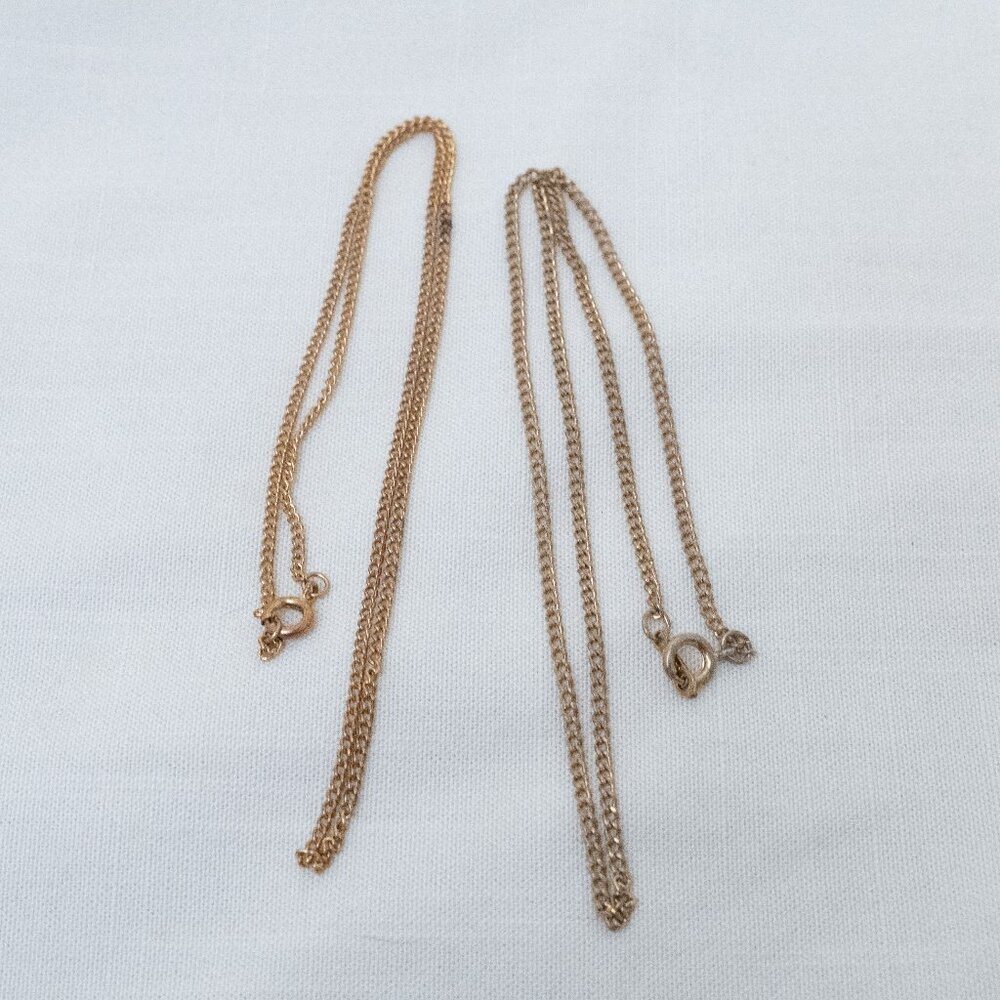 Lot of 2; Basic Gold Cable Chains, 16" Total Length Each